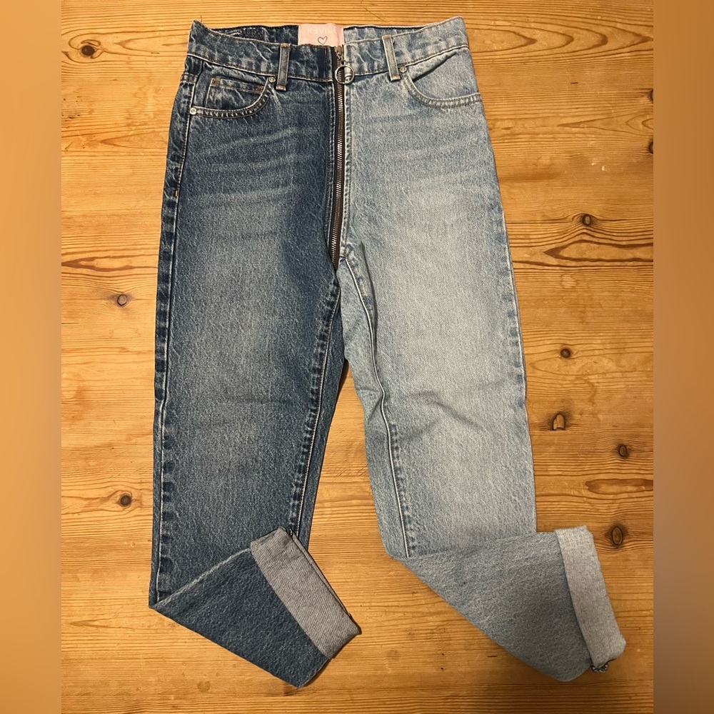 REVICE Dual-Tone Ankle Jeans in Dark and Light Blue Size 25 NWOT